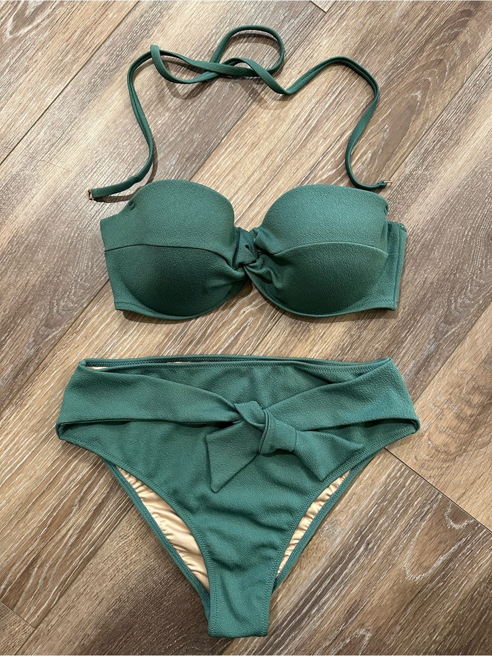 Textured bikini set with tie bottom